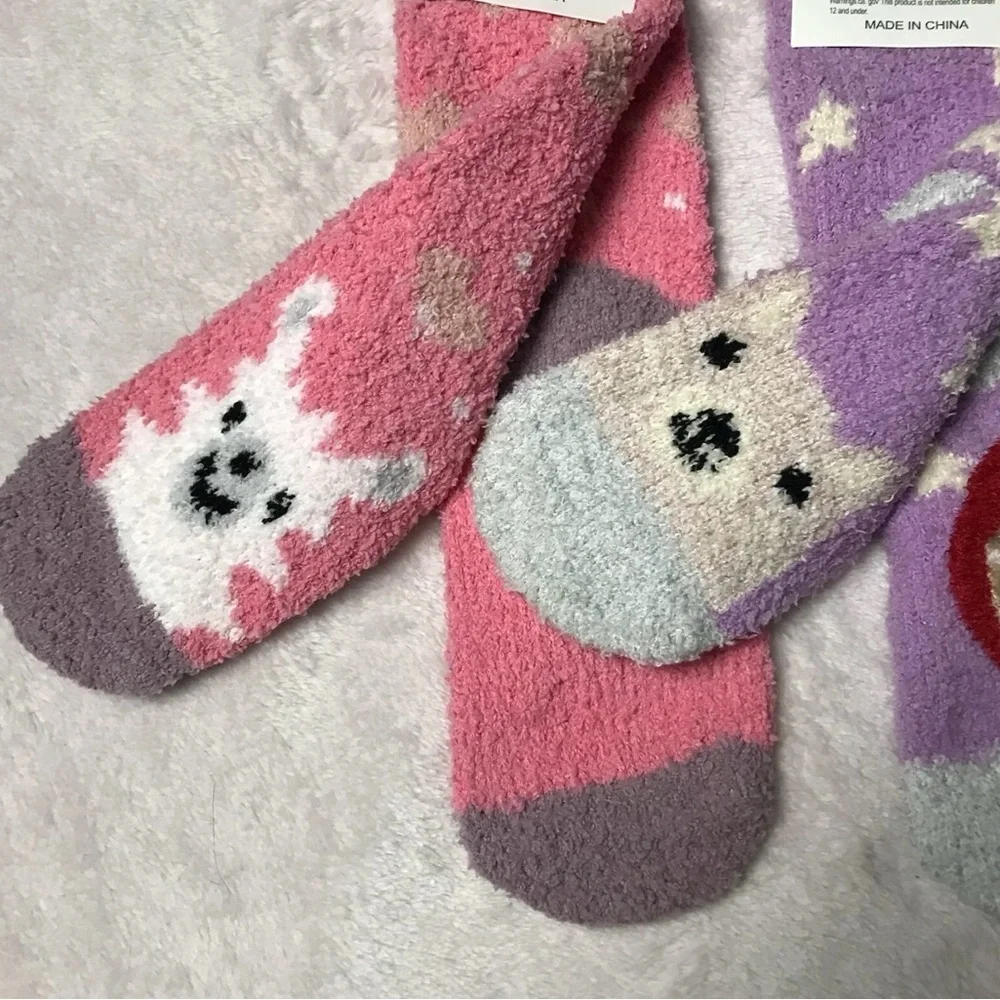 Pretty Cozy Socks Kids Animal Design - Pink, Purple, Brown New